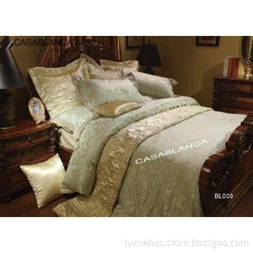 Floral Jacquard Luxury Bed Sets / Silk Cotton Material In B